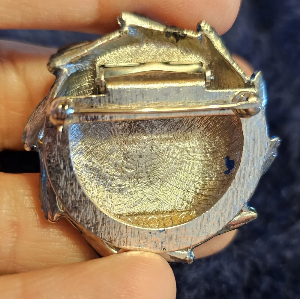 Vintage Avon Silver And Blue Swirl Brooch Pin